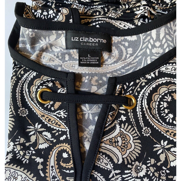 LIZ CLAIBORNE Women's Large Sleeveless Keyhole Front Paisley Stretch Knit Top - Picture 10 of 10